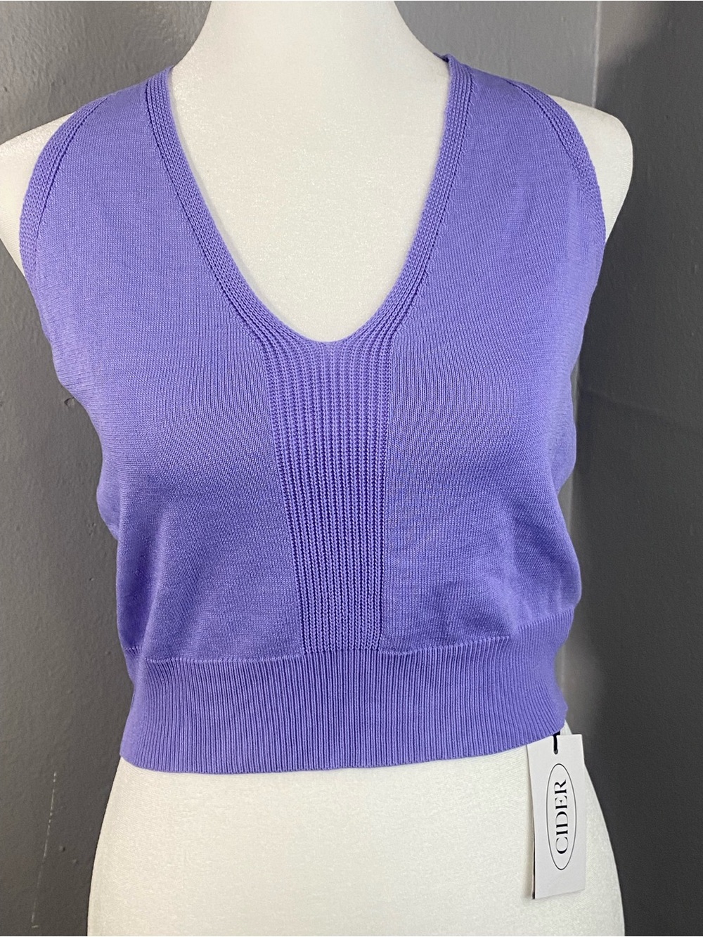 NWT-Cider- Lilac V-Neck Knit Halter Crop Top - Women's